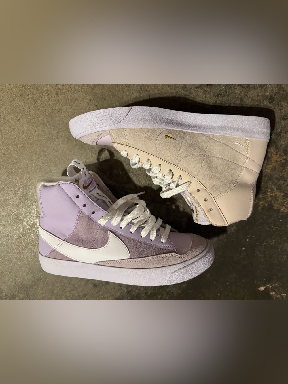 Nike High-Top Sneakers in Lavender and Cream